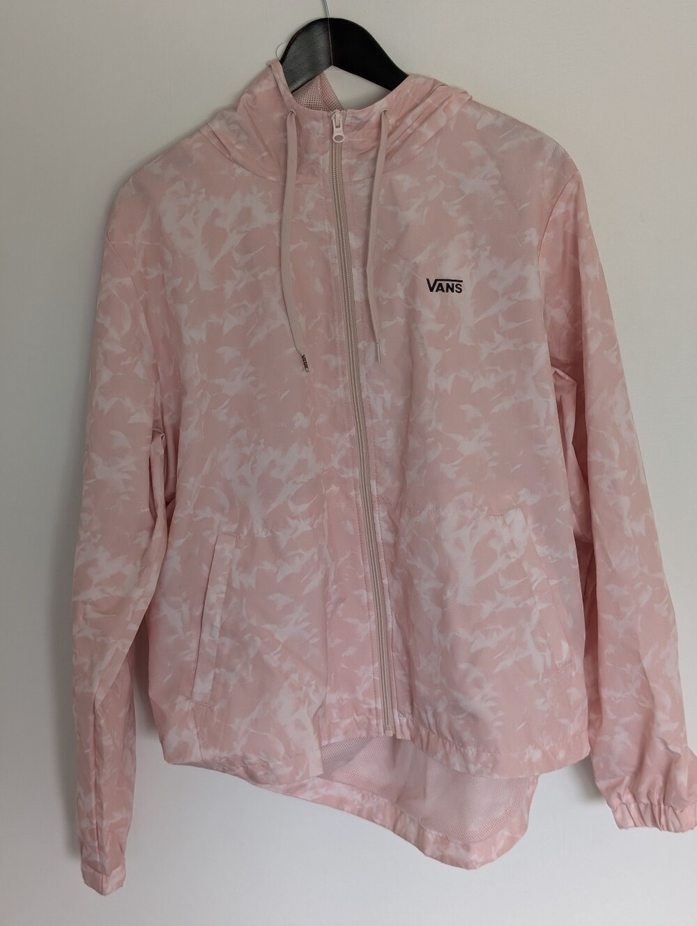 Vans Pink Marble Mesh-Lined Hooded Windbreaker Jacket - Women's XL